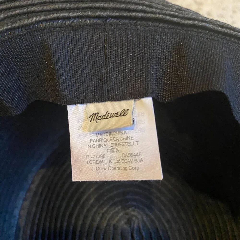 Madewell Black Wide Brim Packable Sun Hat - Picture 2 of 2